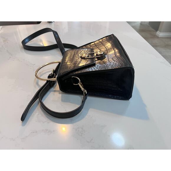 Badgley Mischka Croc-Embossed Vegan Leather Top Handle Bag - Picture 7 of 9